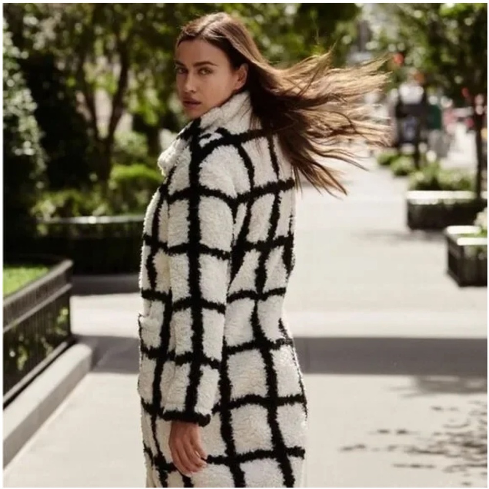Reformation Black and White Teddy Jacket
